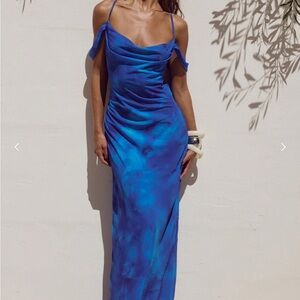 Blue Satin dress from Runaway The Label